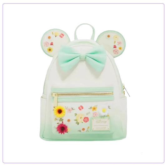 Loungefly Disney Minnie Mouse Pressed Flower Bow Mini Backpack - LF Lovers