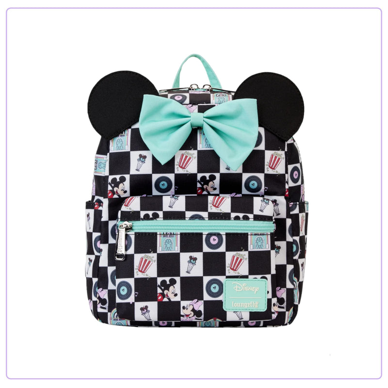 Load image into Gallery viewer, Loungefly Disney Mickey and Minnie Date Night Diner AOP Nylon Mini Backpack - LF Lovers
