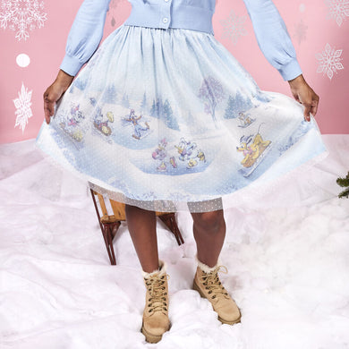 Stitch Shoppe Mickey & Friends Winter Snow Tulle Overlay Skirt