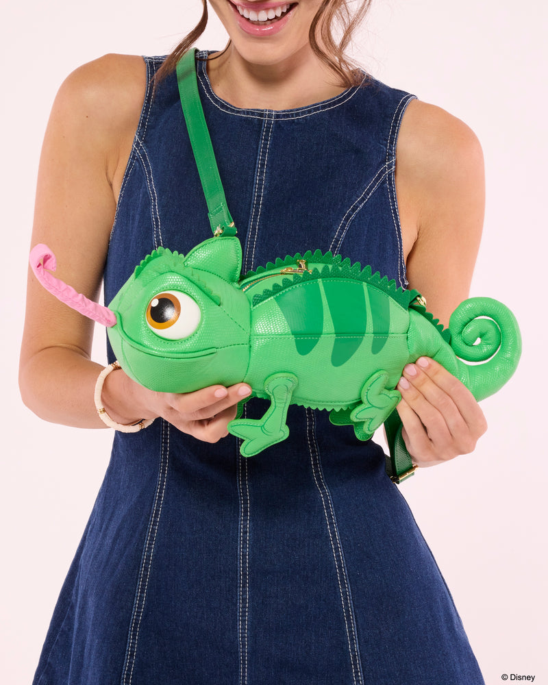 Load image into Gallery viewer, Loungefly Disney Tangled Pascal Figural Crossbody Bag - Preorder
