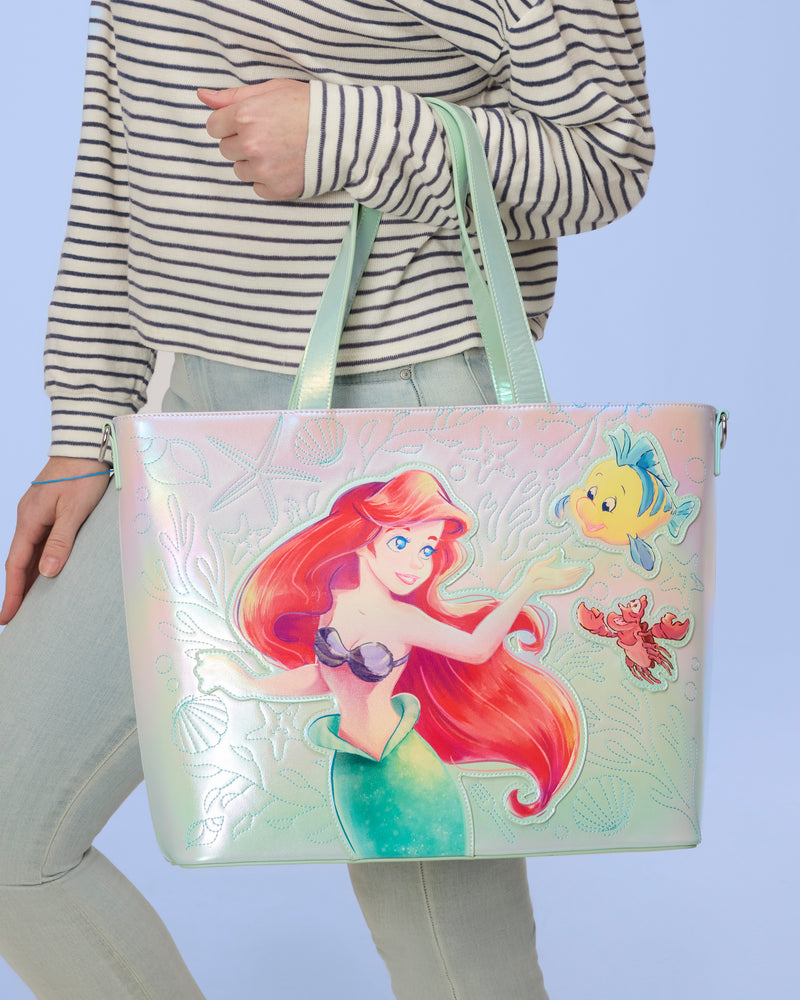 Load image into Gallery viewer, Loungefly Disney The Little Mermaid Ariel &amp; Flounder Tote Bag With Coin Bag - LF Lovers
