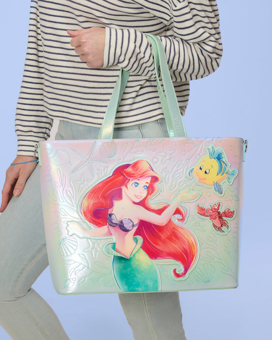 Loungefly Disney The Little Mermaid Ariel & Flounder Tote Bag With Coin Bag - LF Lovers