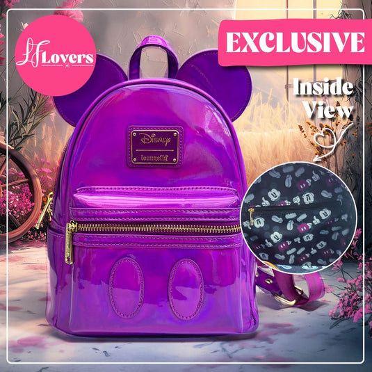 Loungefly Disney Mickey Mouse Holographic Amethyst Purple Mini Backpack - LF Lovers