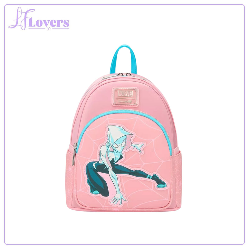Load image into Gallery viewer, Loungefly Marvel Spider-Gwen Pink Web Mini Backpack- Coming Soon - LF Lovers

