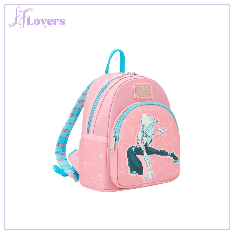 Load image into Gallery viewer, Loungefly Marvel Spider-Gwen Pink Web Mini Backpack- Coming Soon - LF Lovers
