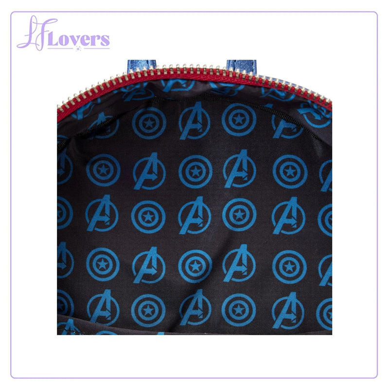 Load image into Gallery viewer, Loungefly Marvel Shine Captain America Cosplay Mini Backpack
