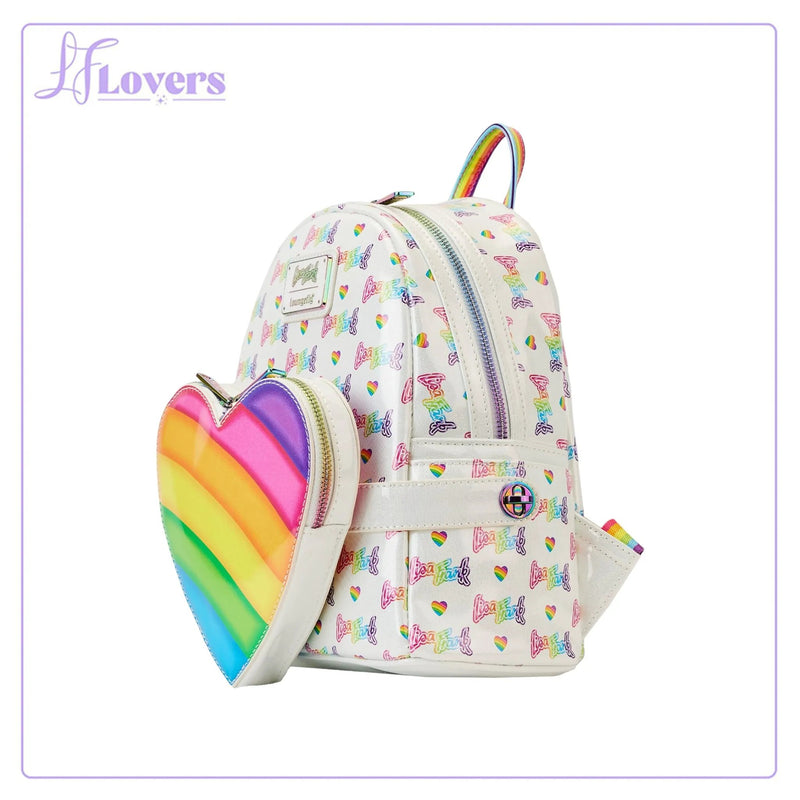 Load image into Gallery viewer, Loungefly Lisa Frank Logo Heart Detachable Rainbow Mini Backpack - LF Lovers
