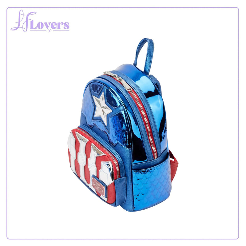 Load image into Gallery viewer, Loungefly Marvel Shine Captain America Cosplay Mini Backpack
