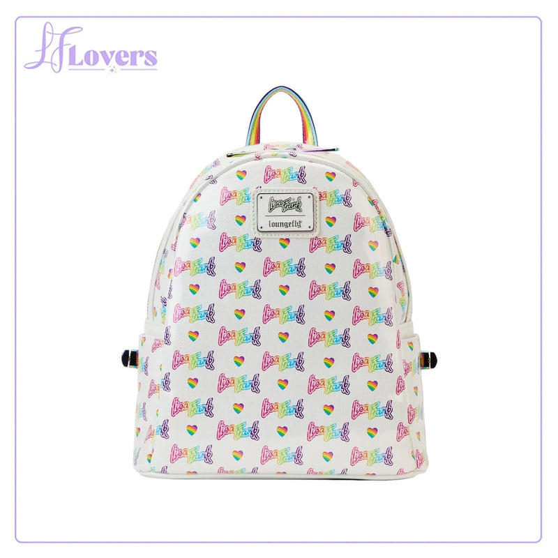 Load image into Gallery viewer, Loungefly Lisa Frank Logo Heart Detachable Rainbow Mini Backpack - LF Lovers
