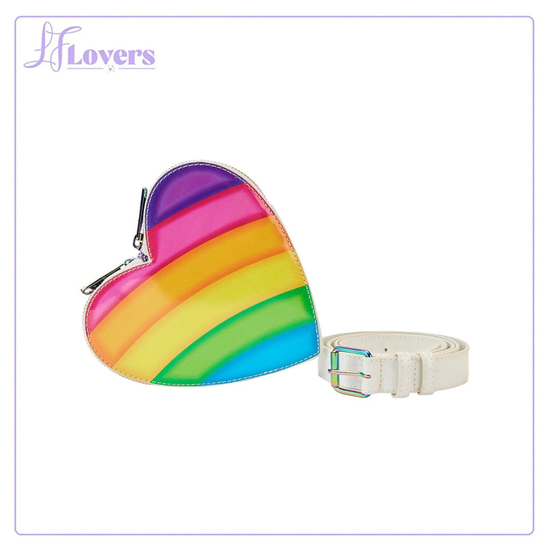 Load image into Gallery viewer, Loungefly Lisa Frank Logo Heart Detachable Rainbow Mini Backpack - LF Lovers
