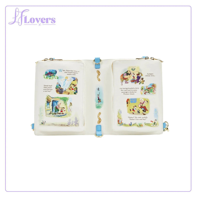 Load image into Gallery viewer, Loungefly Disney Classic Books Pinocchio Convertible Crossbody - LF Lovers
